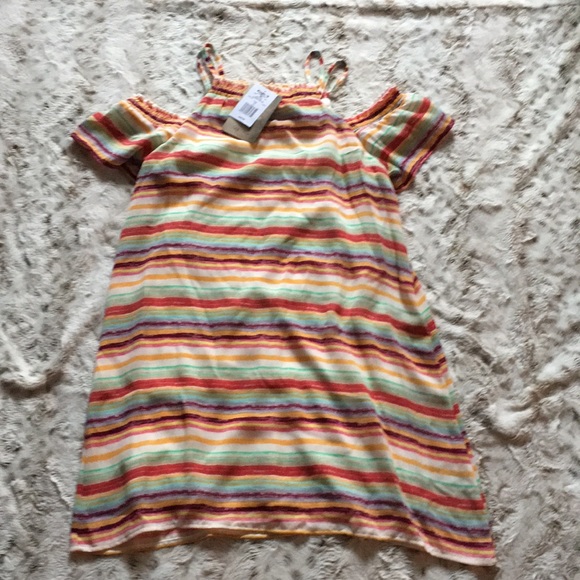 Rainbow striped cut out shoulder dress - Picture 2 of 4